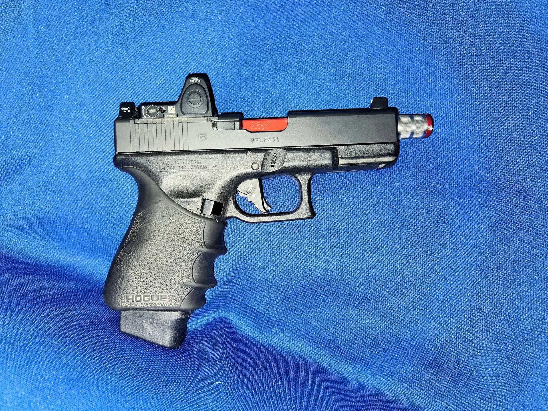 Recoil enabled Glock 19 training pistol used for in-home firearms training