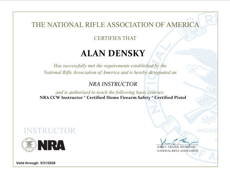 NRA Certifications Alan B. Densky